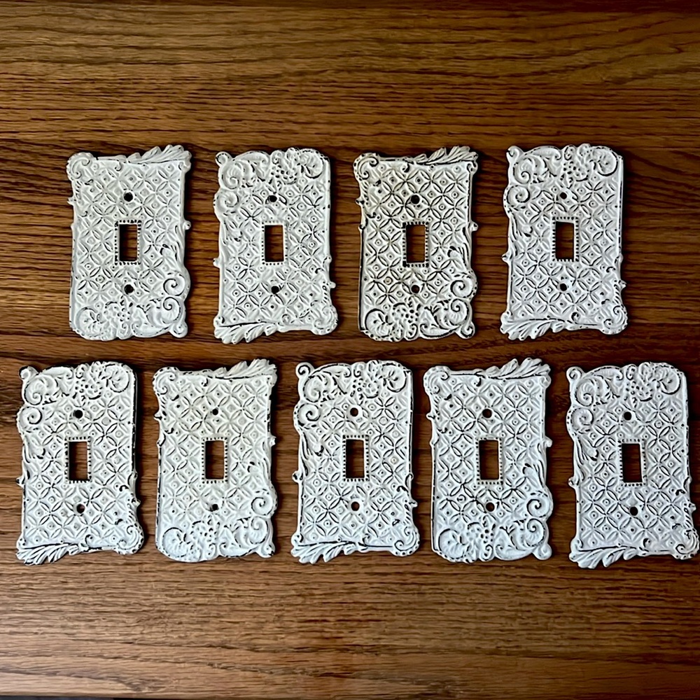 Anthropologie || 10 Decorative Porcelain White Single Light Switches